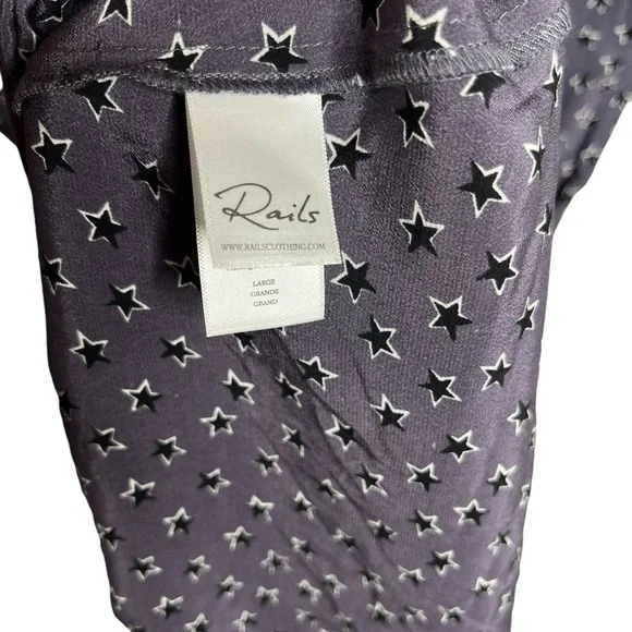 Rails Jasmine Star Print Long Sleeve Dress In Midnight Stars Sz L - Picture 8 of 9